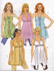 5139 MCCALLS SWEET LONG HALTER TOPS, OVERLAY OR NOT PATTERN 4-10, 12-18 CHOICE UNCUT